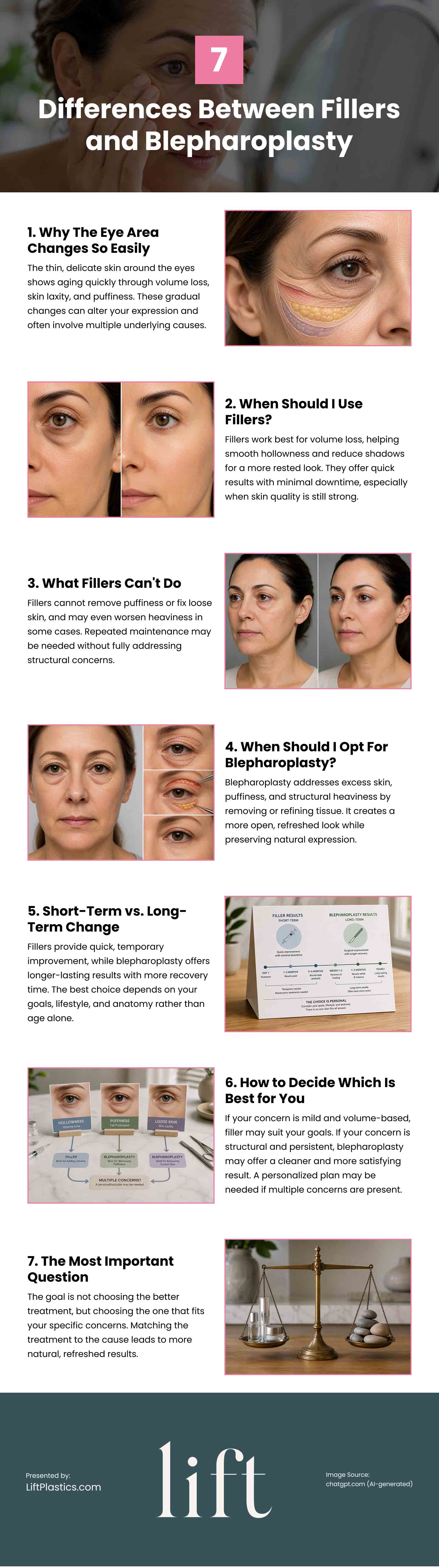 7 Differences Between Fillers and Blepharoplasty Infographic 7 Differences Between Fillers and Blepharoplasty Infographic