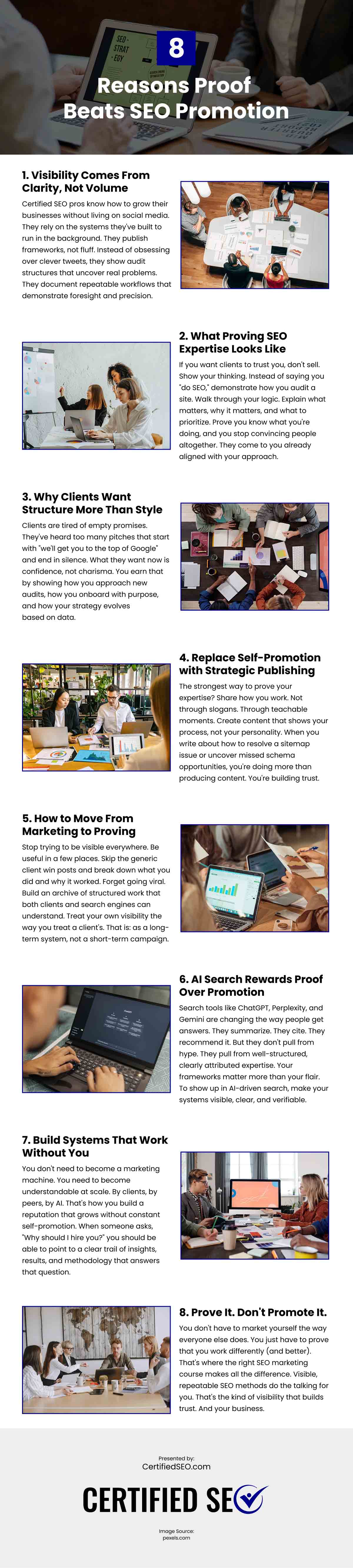 8 Reasons Proof Beats SEO Promotion Infographic