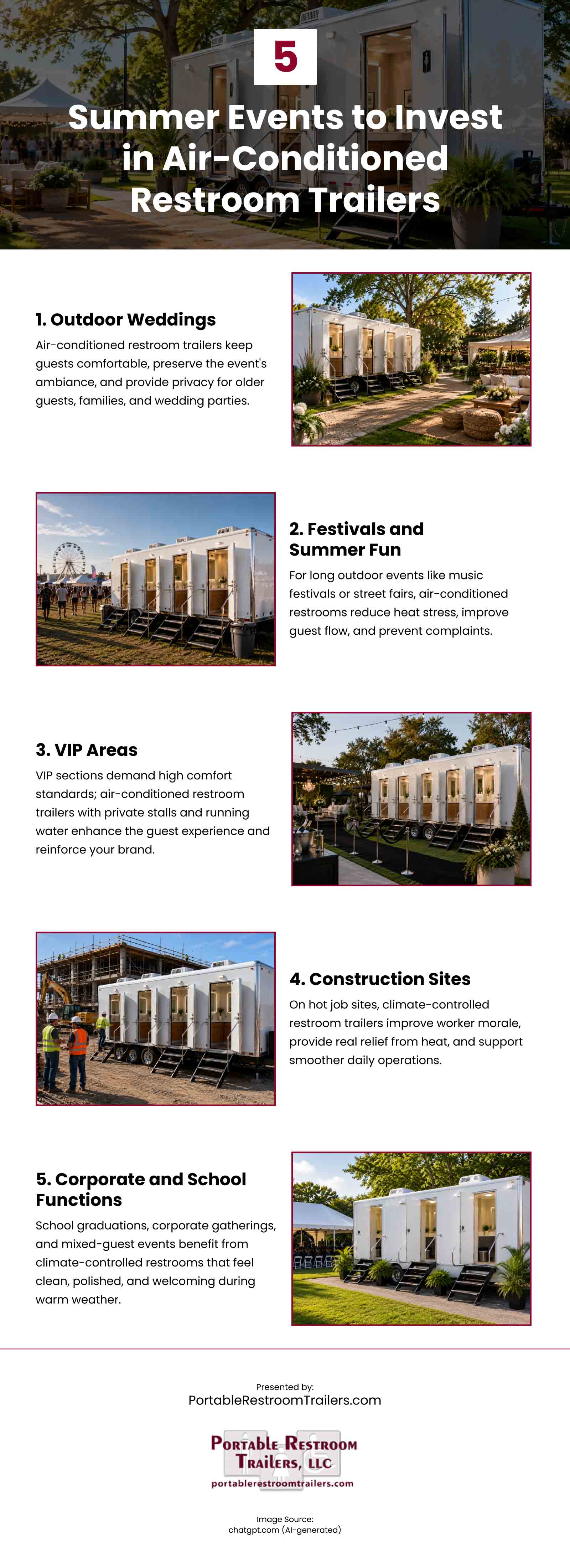 5 Summer Events to Invest in Air-Conditioned Restroom Trailers Infographic